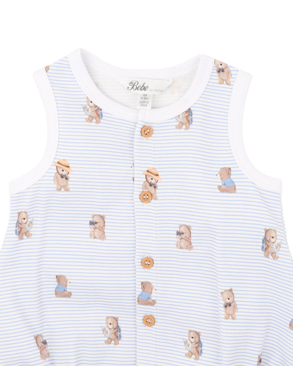 Bebe Brady Stripe Organic Button Up Bodysuit