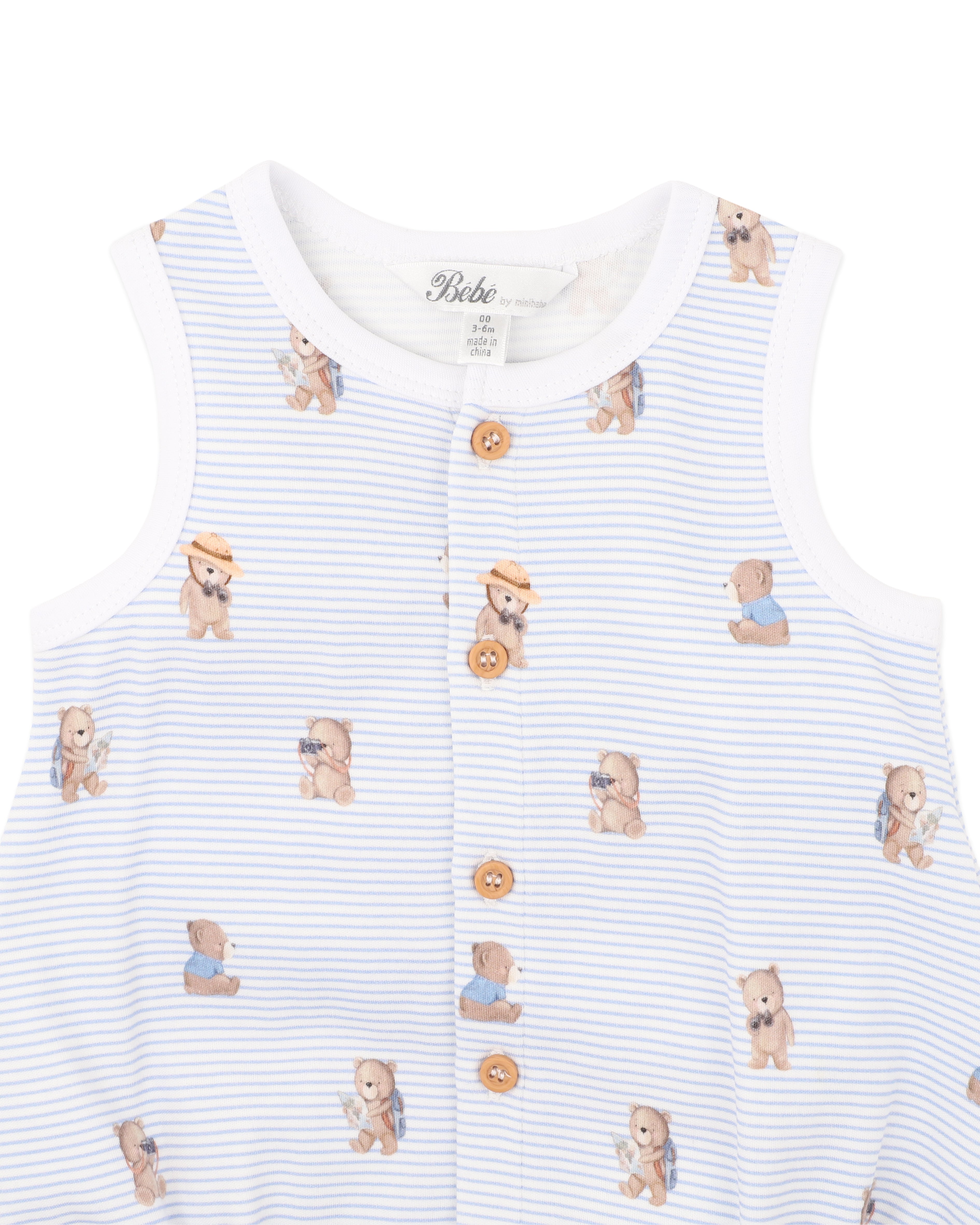 Bebe Brady Stripe Organic Button Up Bodysuit