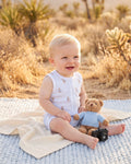 Bebe Brady Stripe Organic Button Up Bodysuit