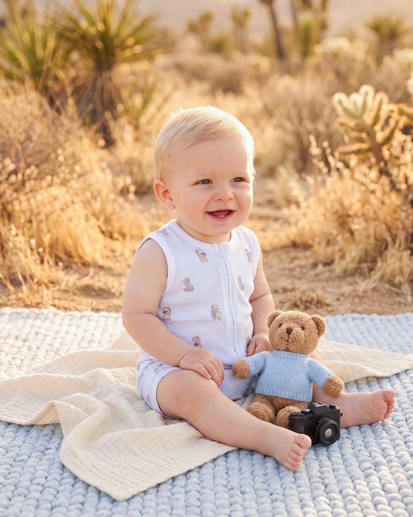 Bebe Brady Stripe Organic Button Up Bodysuit