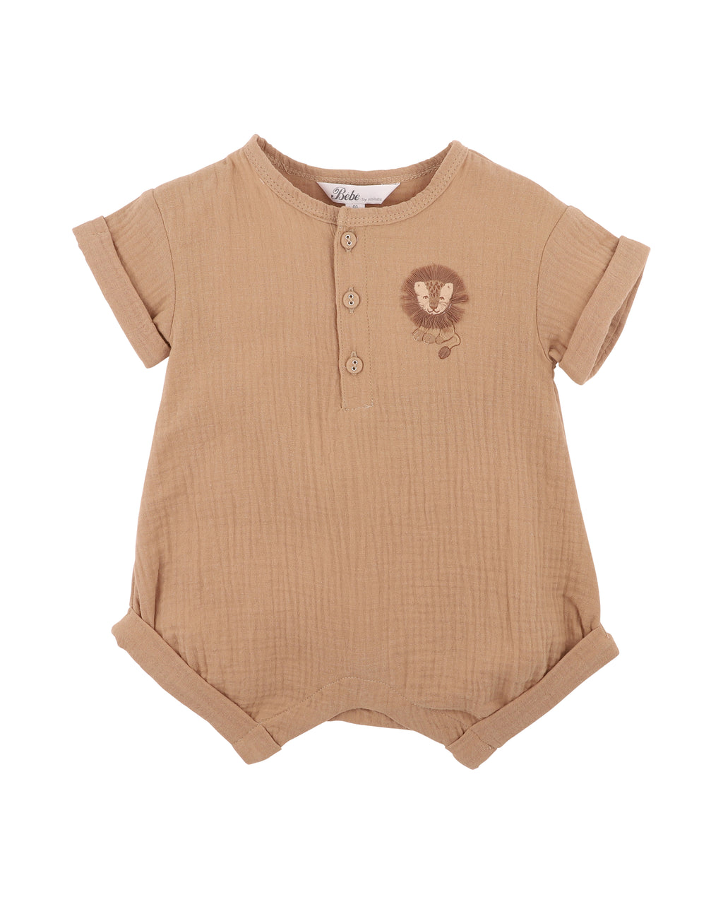 Bebe Sway Textured Embroidered Lion Romper