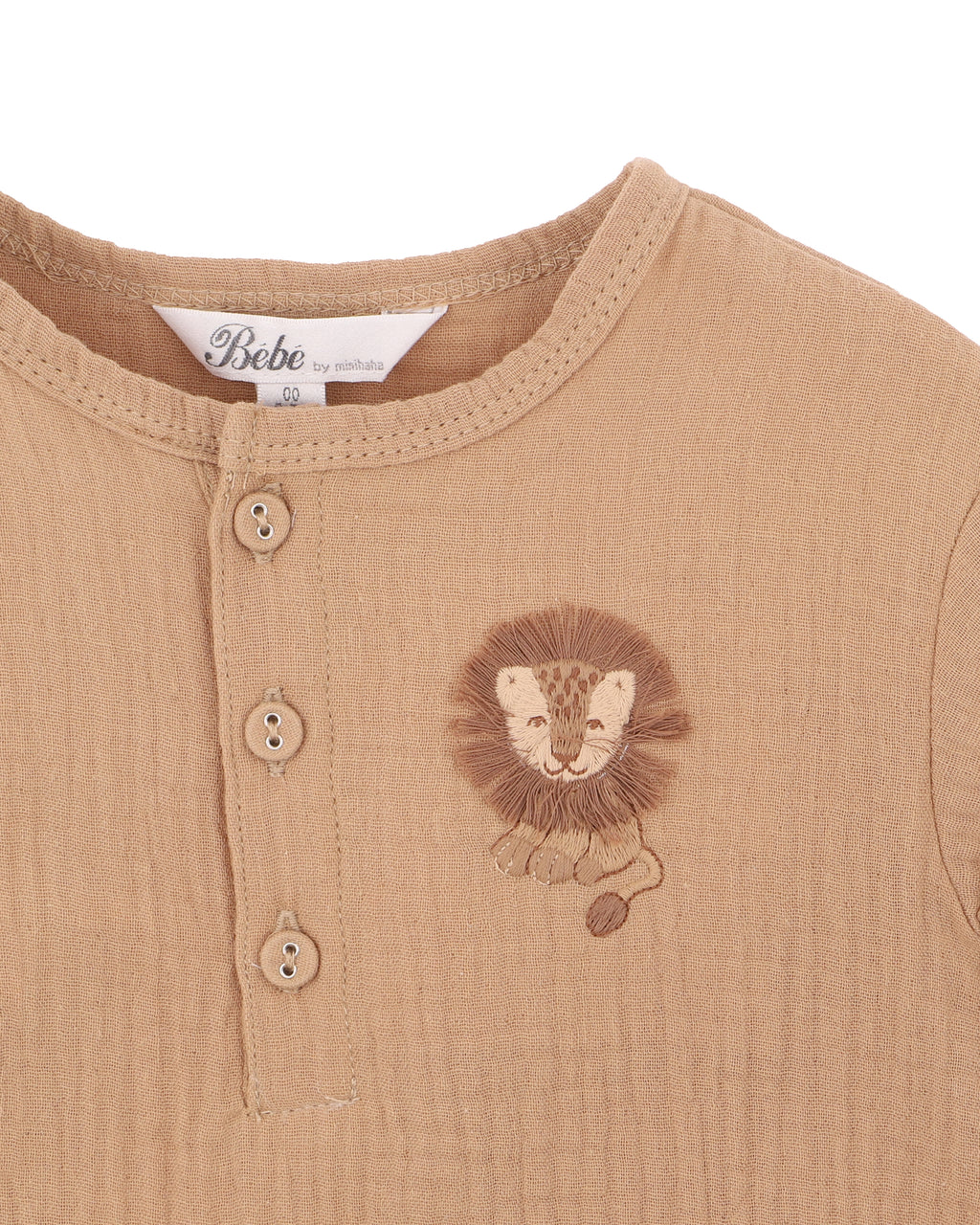 Bebe Sway Textured Embroidered Lion Romper