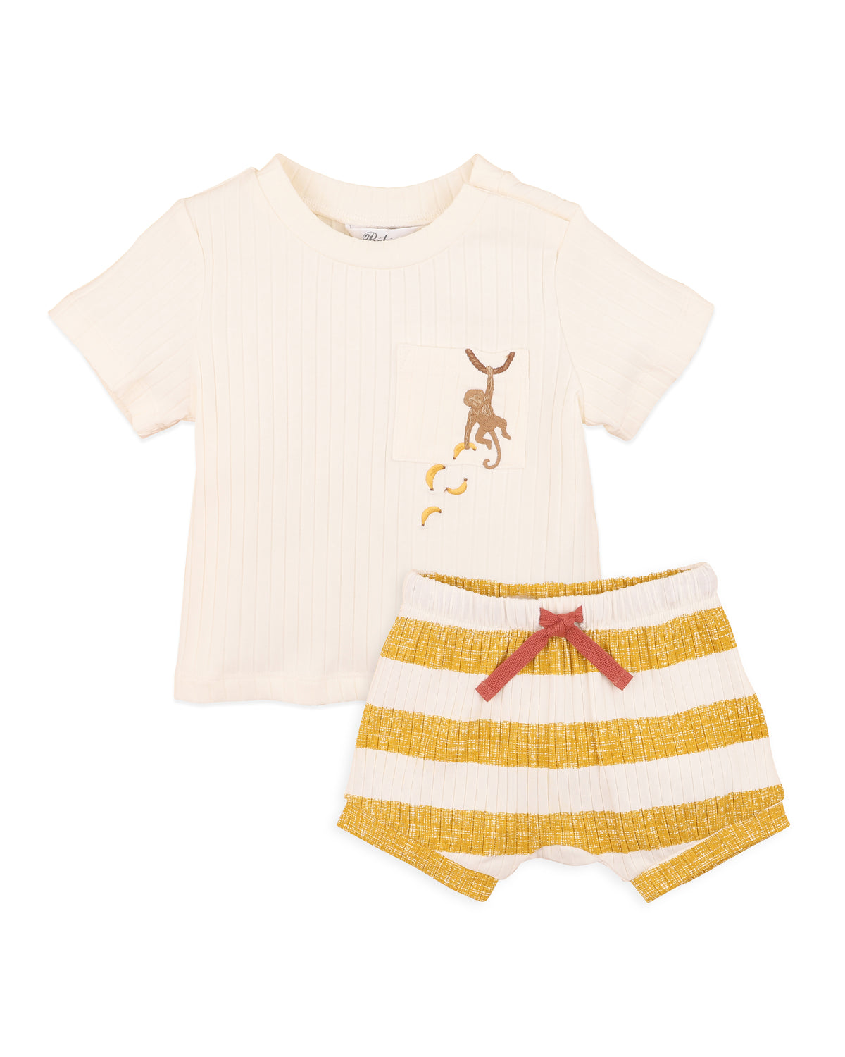 Bebe Sway Organic Wide Rib Shorts & Tee Set