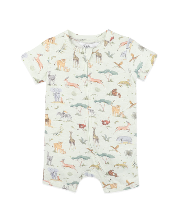 Bebe Sway Organic Short Sleeve Zip Romper