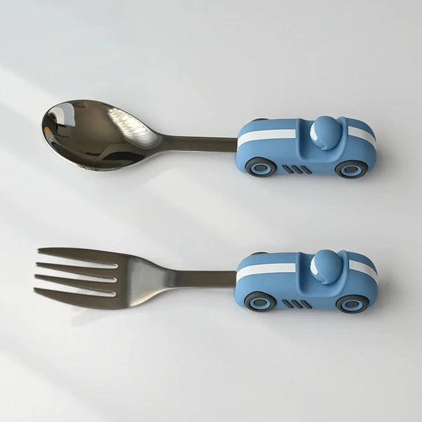 Zooli Children's Cutlery Set -Powder Blue Race Car