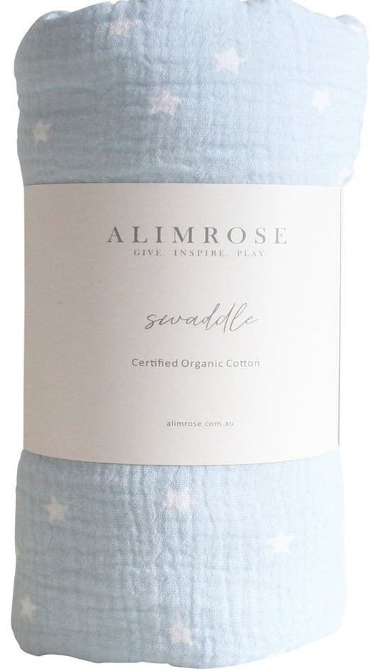 Alimrose  Muslin Swaddle - Starry Night Baby Blue