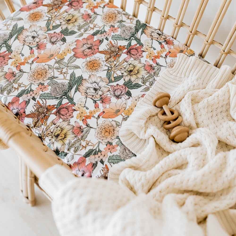 Snuggle Hunny Cream Diamond Knit Organic Baby Blanket