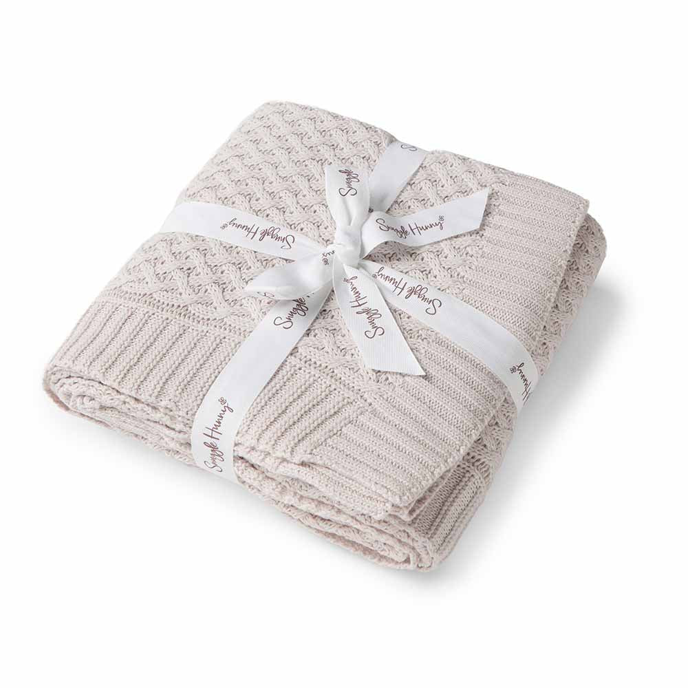 Snuggle Hunny Warm Grey Diamond Knit Organic Baby Blanket