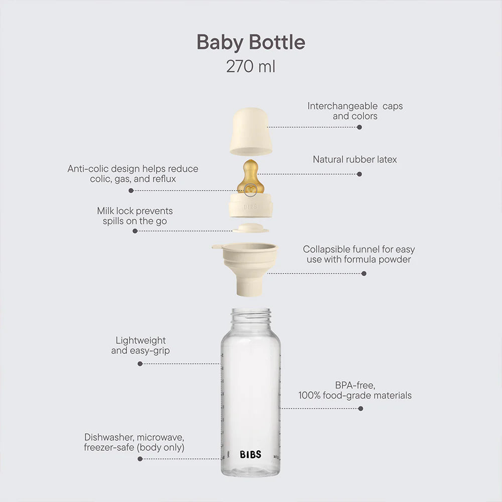 Bibs Baby BPA-Free PP Bottle Set 270ml Latex- Assorted