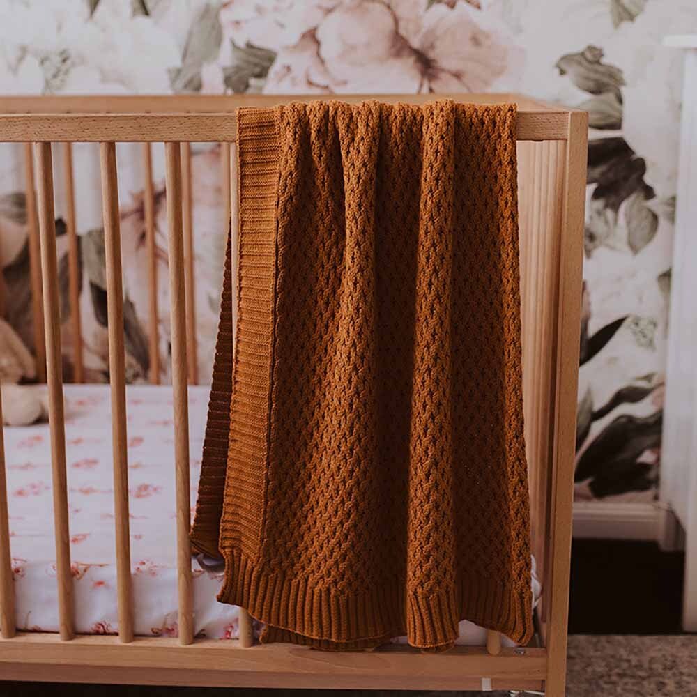 Snuggle Hunny Bronze Diamond Knit Organic Baby Blanket