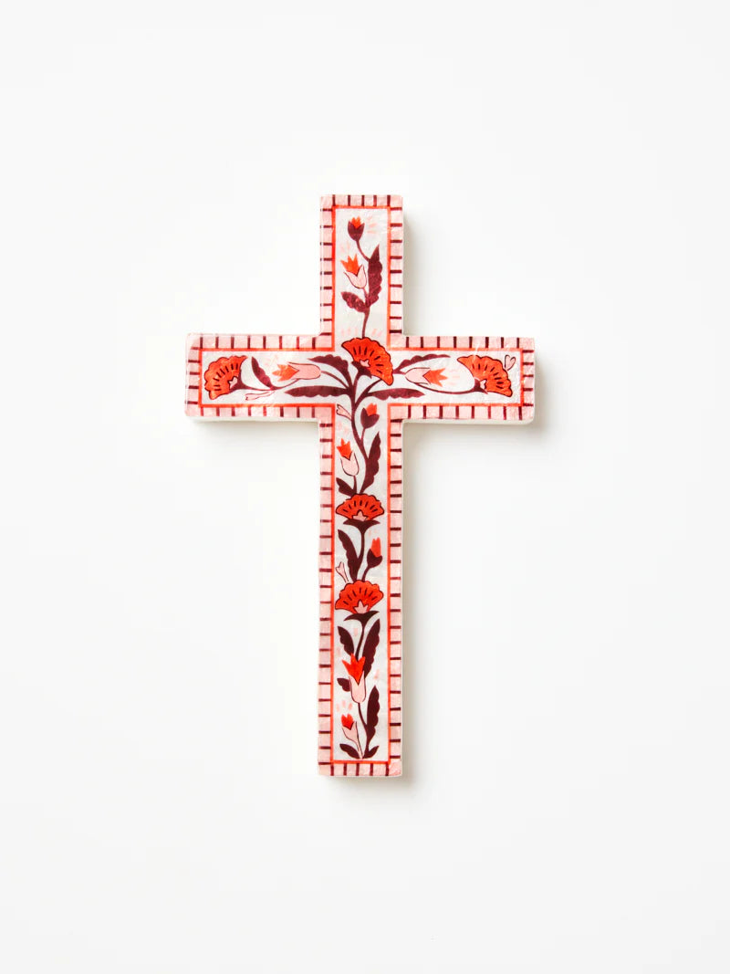Jones & Co Samira Large Cross Pink Flower