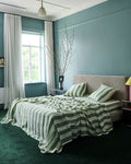 Kip & Co - Moss Stripe Linen Flat Sheet Queen