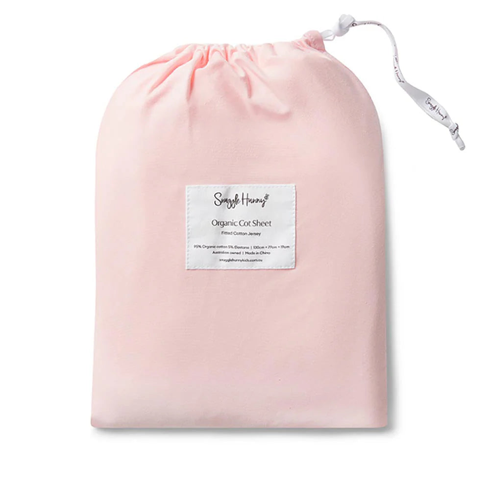 Snuggle Hunny Fitted Cot Sheet - Baby Pink