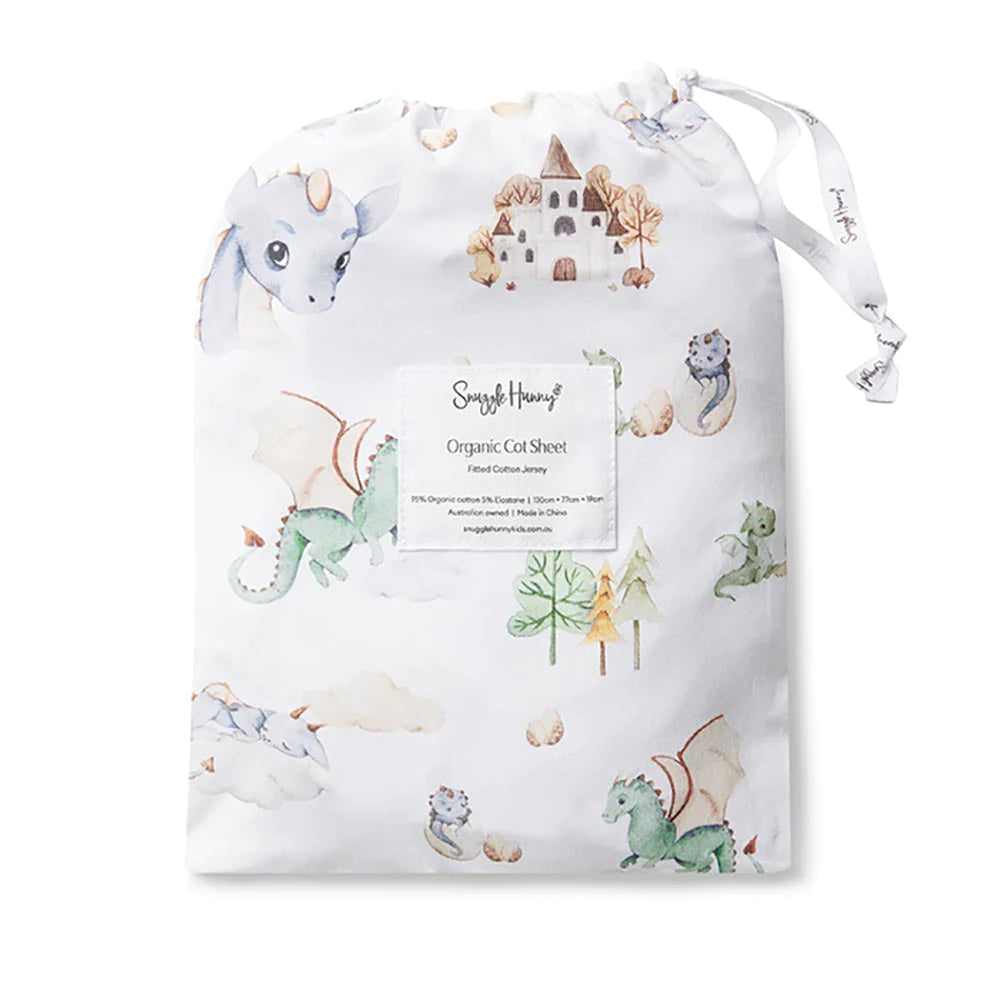 Snuggle Hunny Dragon Organic Fitted Cot Sheet