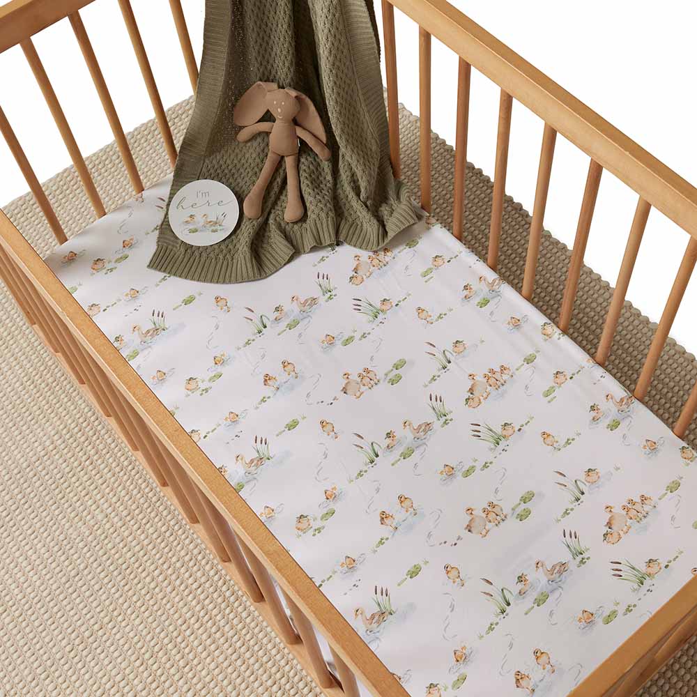 Snuggle Hunny Fitted Cot Sheet - Duckpond