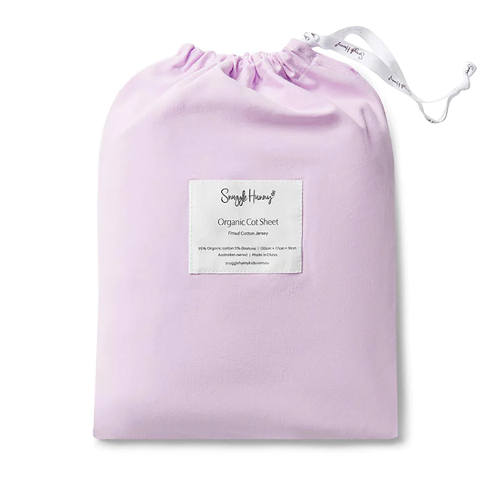 Snuggle Hunny Lilac Organic Fitted Cot Sheet