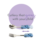 Zooli Children's Cutlery Set -Powder Blue Race Car