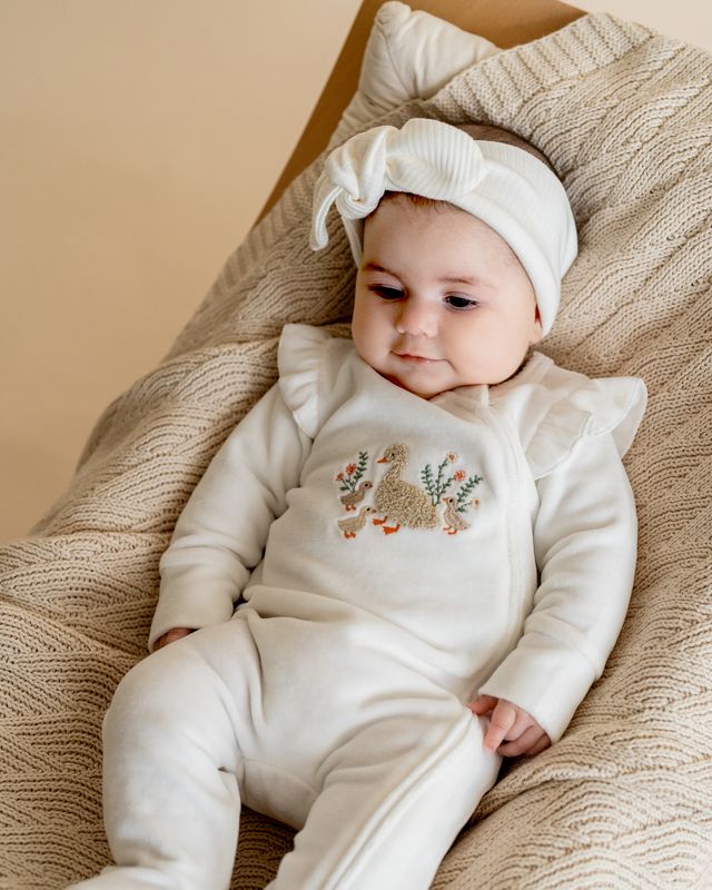 Bebe Emmy Velour Zip Onesie - Snow