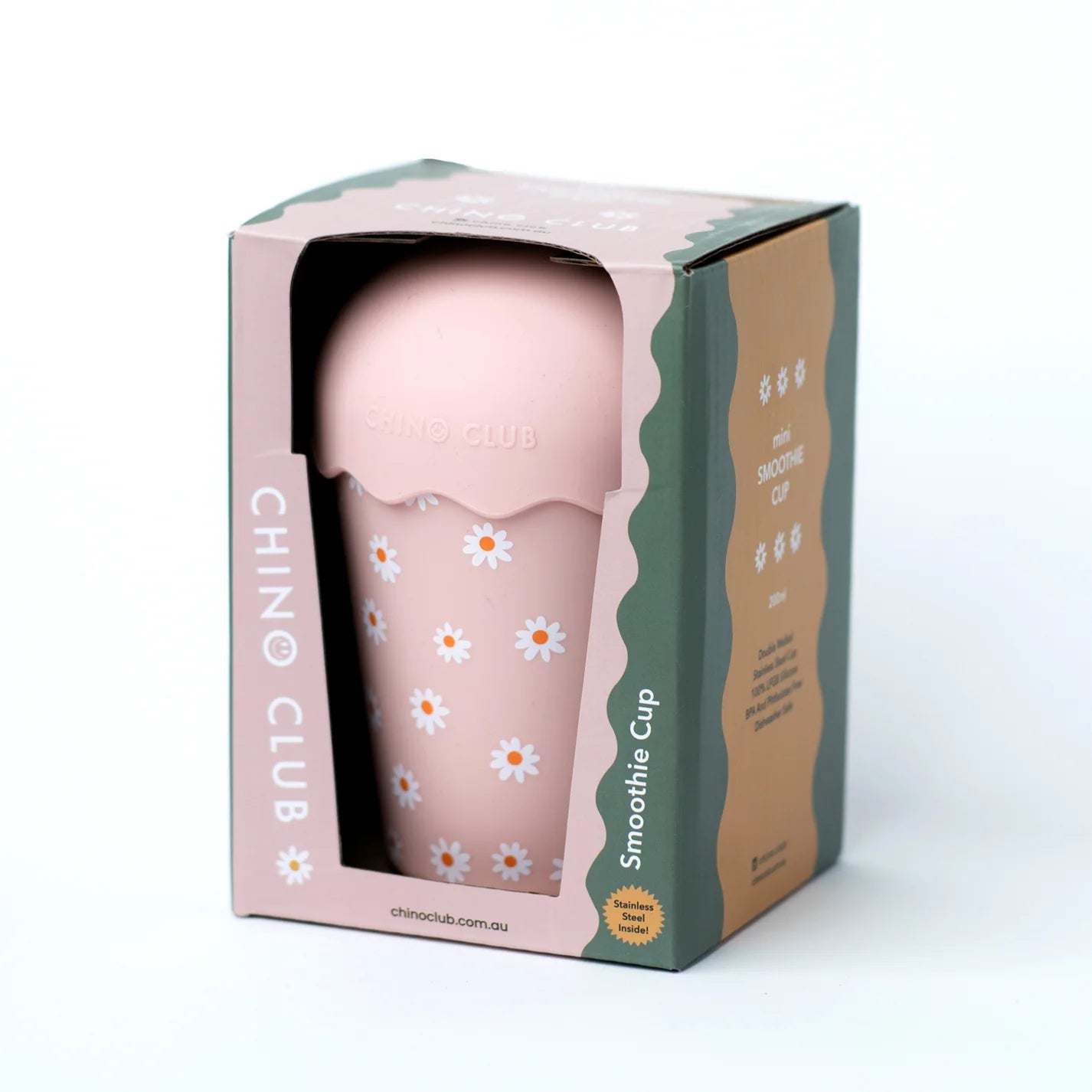 Chino Club - Pink Daisy Mini Smoothie Cup & Straw 200ml