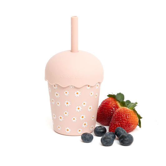 Chino Club - Pink Daisy Mini Smoothie Cup & Straw 200ml