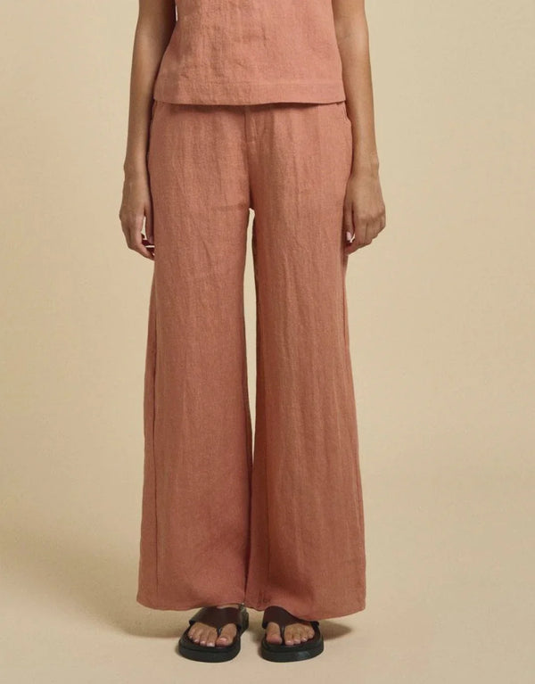 Little Lies Della Linen Pants - Coral