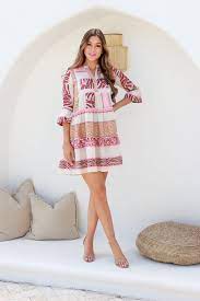 Mediterranean dress pink rust
