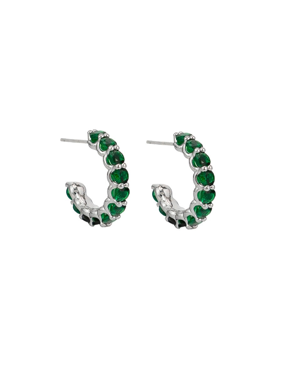 Tiger Tree Emerald Crystal Ascot Hoop Earrings