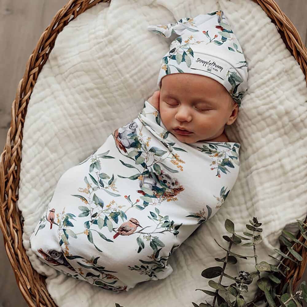 Snuggle Hunny Eucalypt Baby Snuggle Swaddle & Beanie Set