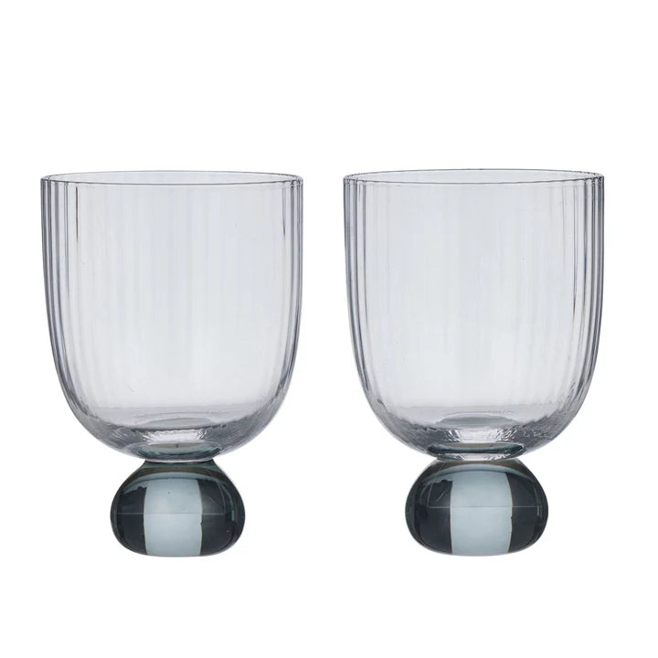 Assemble Giselle S/2 Ribbed Goblet 8x12cm Seafoam