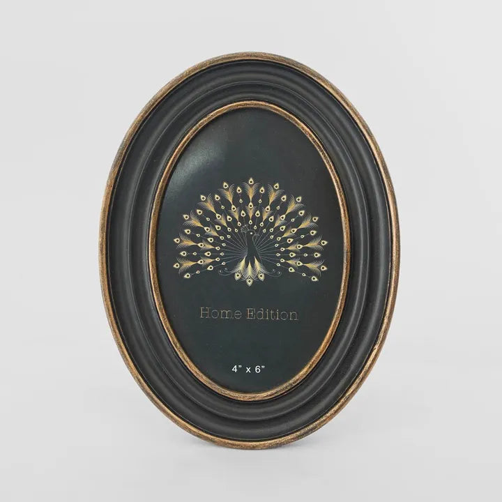 Vera Oval Photo Frame 4 x 6 Black & Gold