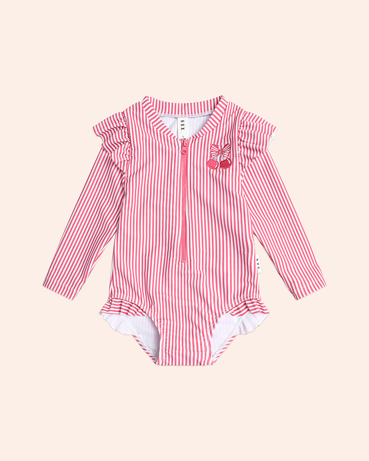 Huxbaby Frill Swimsuit Cherry Pie Stripe