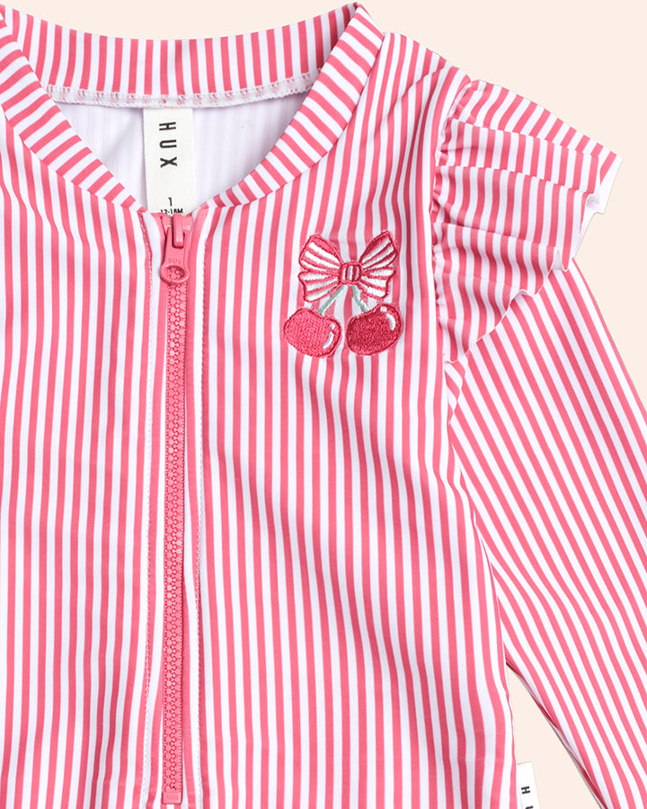 Huxbaby Frill Swimsuit Cherry Pie Stripe