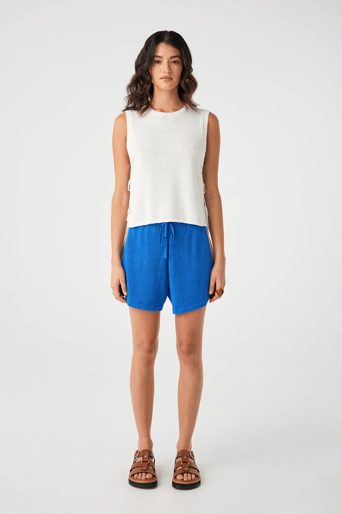 ARCAA Larri Linen Short - French Blue & Taupe