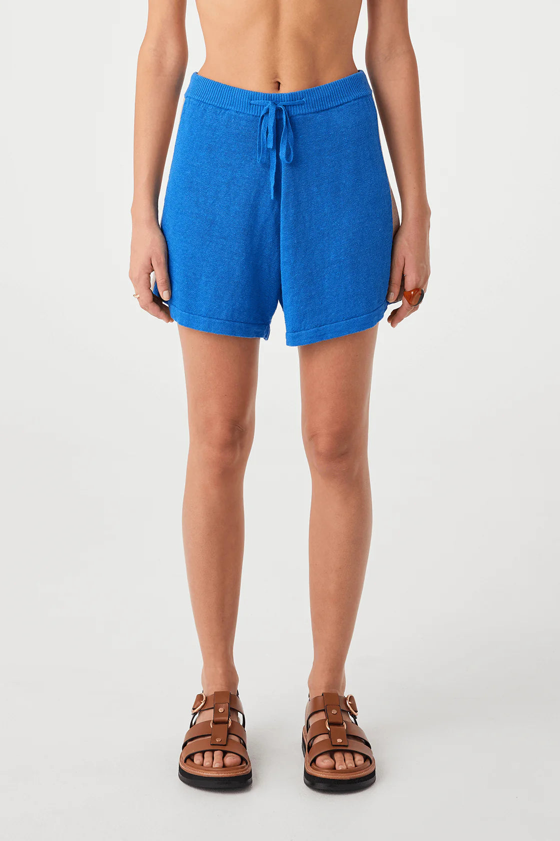 ARCAA Larri Linen Short - French Blue & Taupe