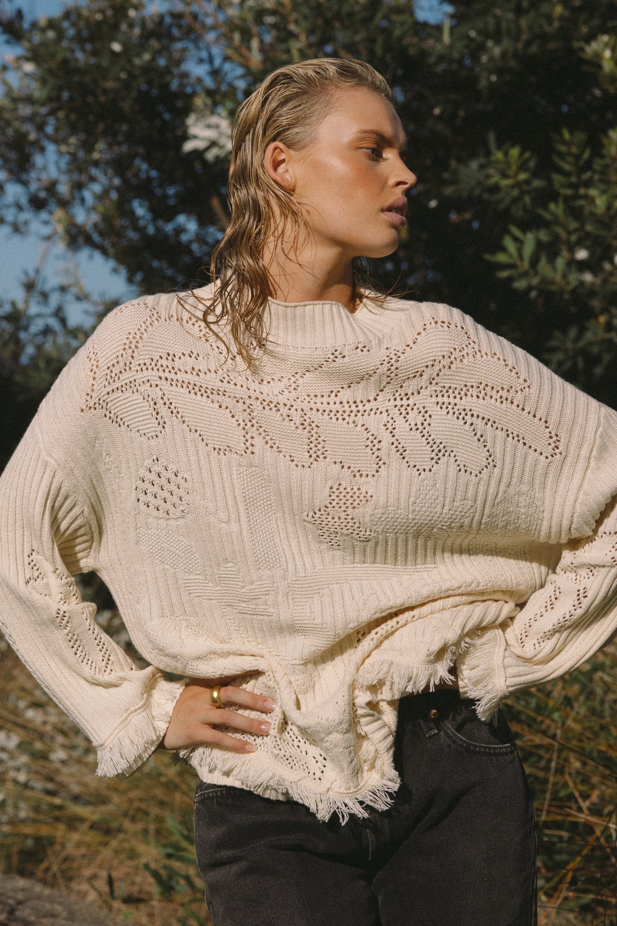 Rue Stiic Danna Sweater - Ecru Textured