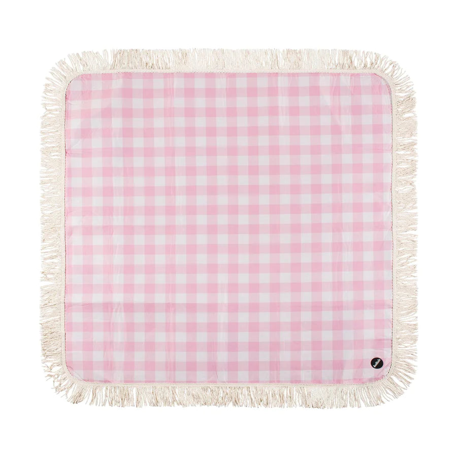 Kollab- Fringed Medium Picnic Mat- Candy Pink Check