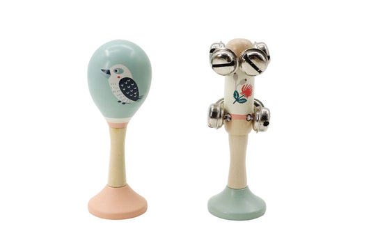 ToysLink Wooden Kookaburra Maracas & Waratah Jingle Stick Musical Set