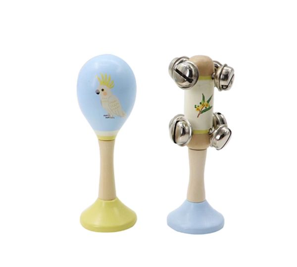 ToysLink - Wooden Cockatoo Maraca & Wattle Jingle Musical Set