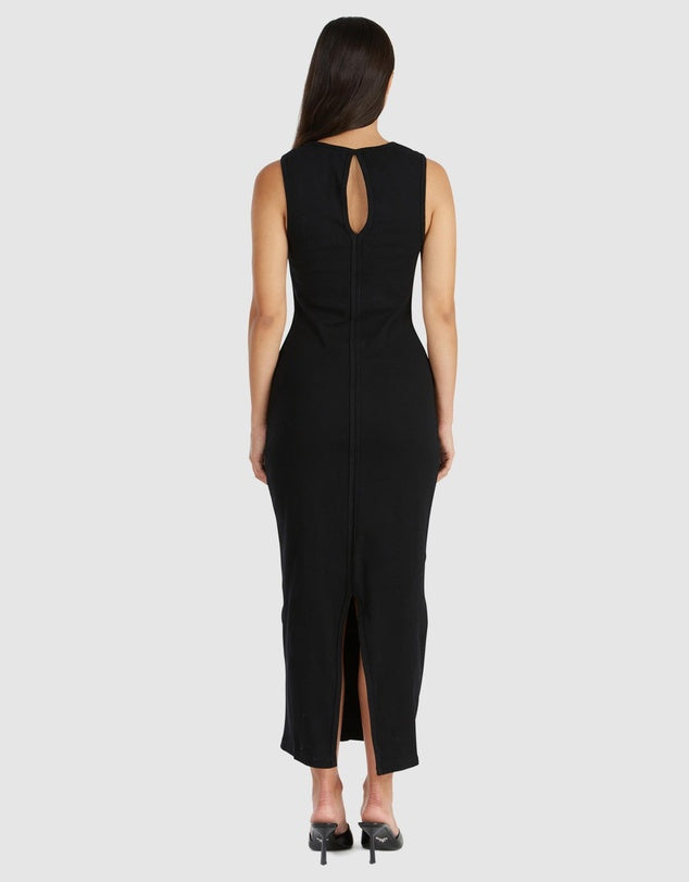 Ena Pelly Bronte Cut Out Rib Dress Black