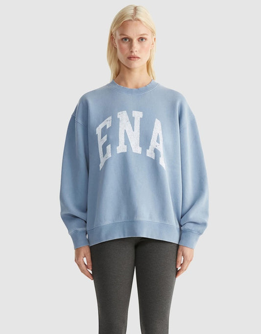 Ena Pelly - Lilly Oversized College Sweater Sky Washed