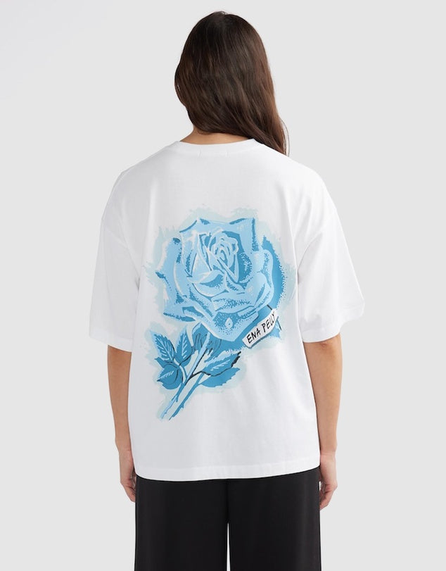 Ena Pelly Blue Rose Tee- White