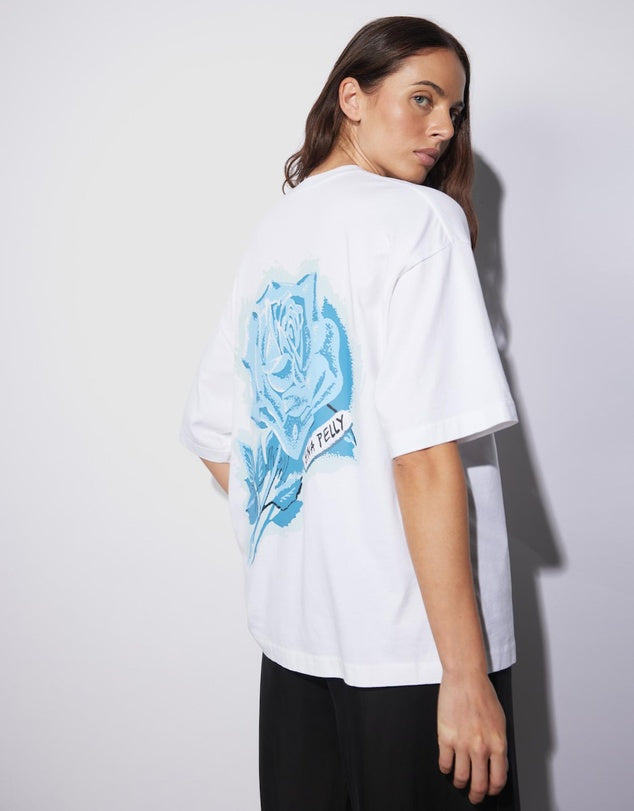 Ena Pelly Blue Rose Tee- White