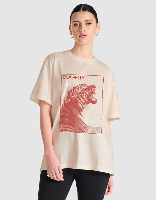 ENA PELLY Stamped Tiger Oversized Tee