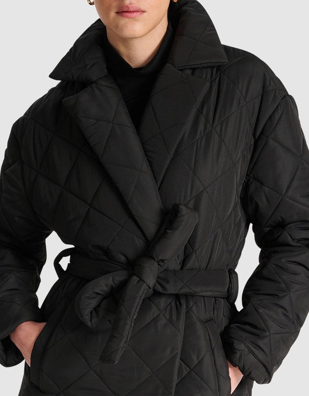 Ena Pelly Mia Longline Quilted Jacket Black