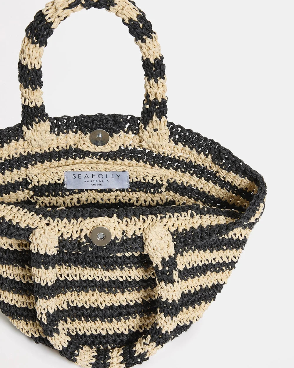 Seafolly - Large Raffia Tote Bag - Natural & Black