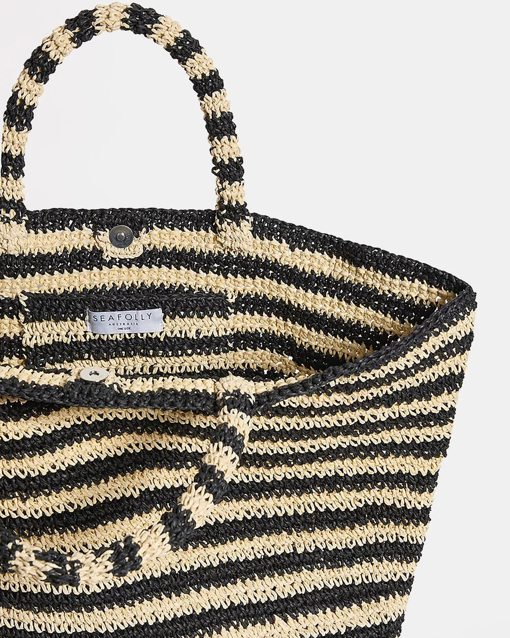 Seafolly - Large Raffia Tote Bag - Natural & Black