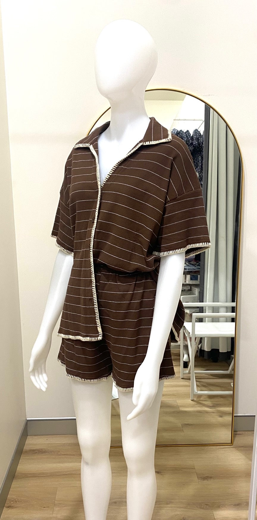 By Frankie - Bonita Stripe Short Set - Chocolate