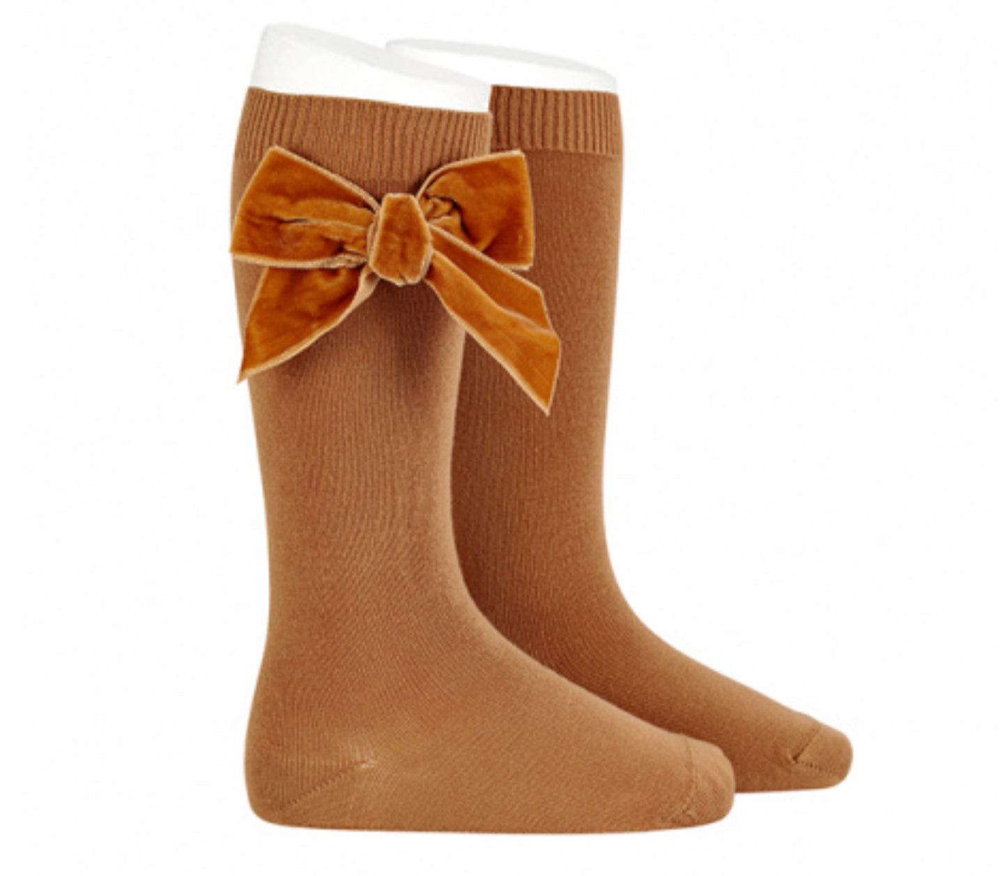 Cóndor- Side Velvet Bow Knee-High Socks Cinnamon