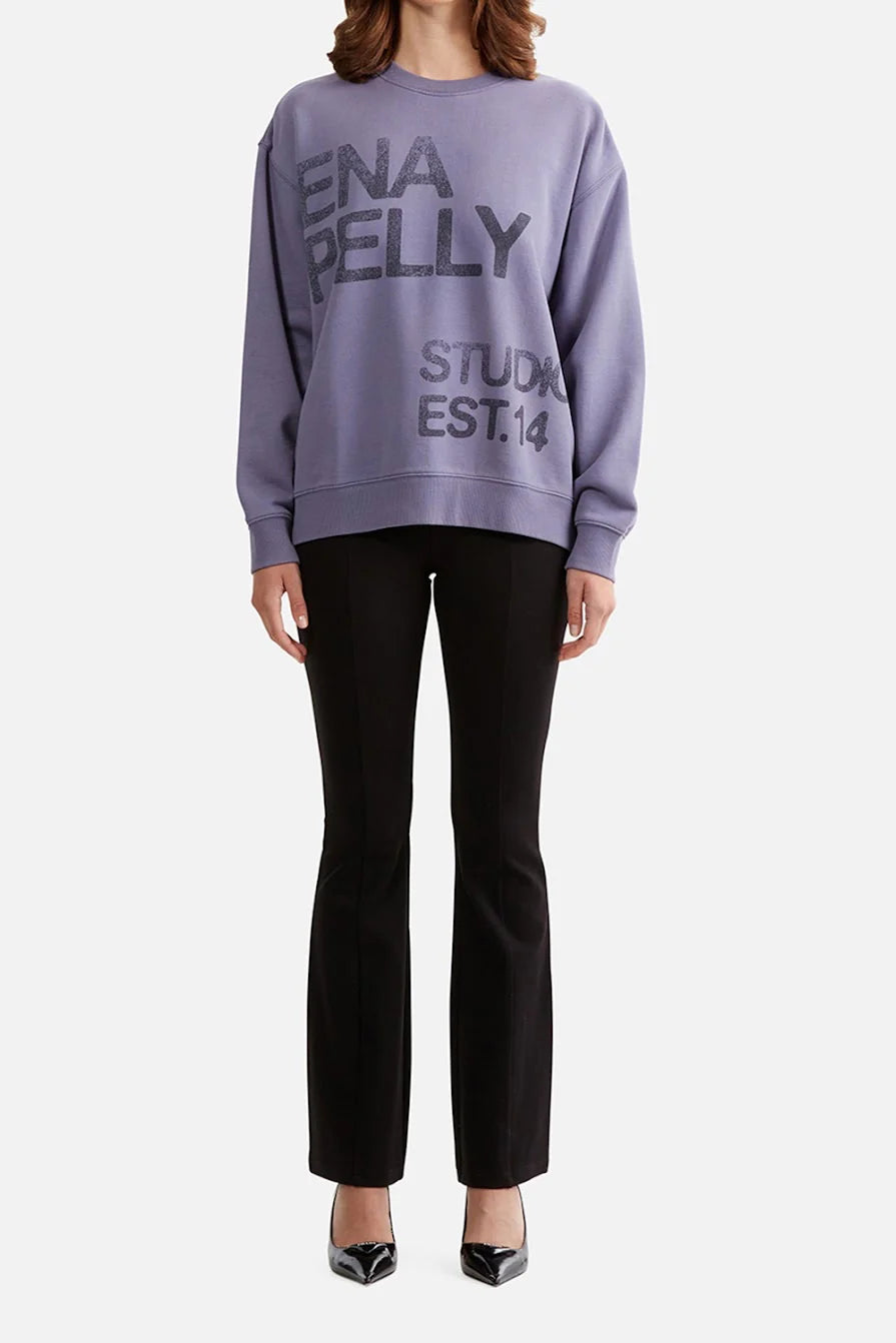 Ena Pelly Lola Oversized Sweater Stamped Logo Dark Iris