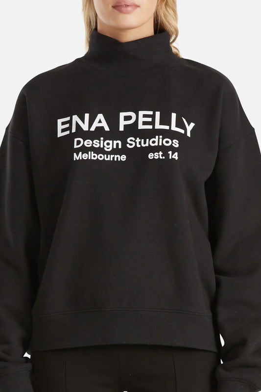 Ena Pelly Gracie High Neck Sweater Design Studios Black